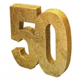 Number 50 Gold Glitter Table Decoration