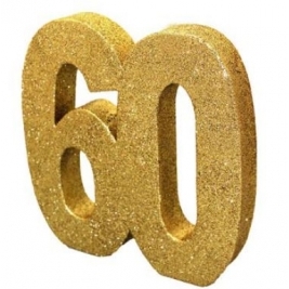 Number 60 Gold Glitter Table Decoration