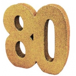 Number 80 Gold Glitter Table Decoration
