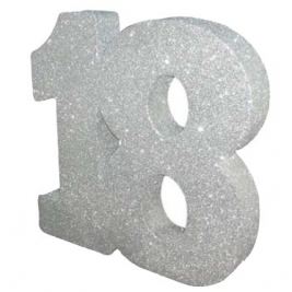 Number 18 Silver Glitter Table Decoration