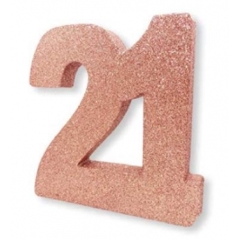 Number 21 Rose Gold Glitter Table Decoration