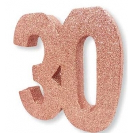 Number 30 Rose Gold Glitter Table Decoration