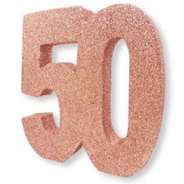 Number 50 Rose Gold Glitter Table Decoration