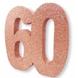 Number 60 Rose Gold Glitter Table Decoration