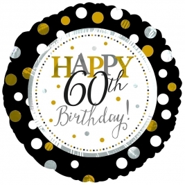 Happy 60th Birthday Metallic Polka Foil Balloon 18"