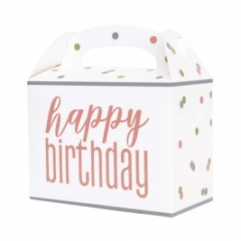 Happy Birthday Glitz Rose Gold Party Boxes - Pack of 6