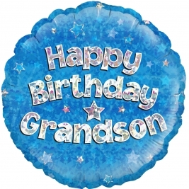 Happy Birthday Grandson Holographic Foil Balloon 18"