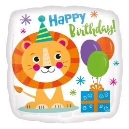 Happy Birthday Lion Standard Foil Balloon