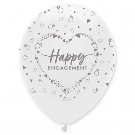 Happy Engagement Pearlescent Latex Balloons All Round Print