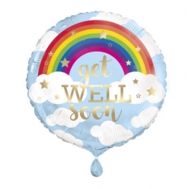 Inch Rainbow Get Well Soon Round Foil Balloon 