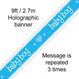 It’s a Boy Pastel Heart Hologrpahic Banner 9ft