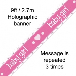 It’s a Girl Pastel Heart Holographic Dot Banner - 9ft
