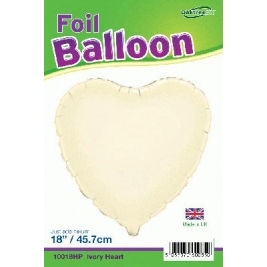 Ivory Heart Shaped Foil Balloon 18"