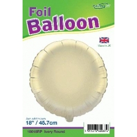 Ivory Round Shaped Foil Balloon 18"
