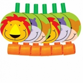 Jungle Party Disk Blowers, Pack Of 6