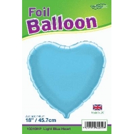 Light Blue Heart Shaped Foil Balloon 18"