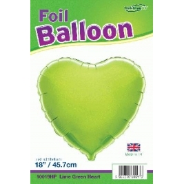 Lime Green Heart Shaped Foil Balloon 18"