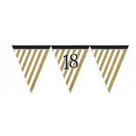 Black and Gold Age 18 Paper Flag Bunting