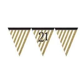 Black and Gold Age 21 Paper Flag Bunting