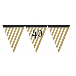 Black and Gold Age 40 Paper Flag Bunting
