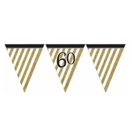 Black and Gold Age 60 Paper Flag Bunting