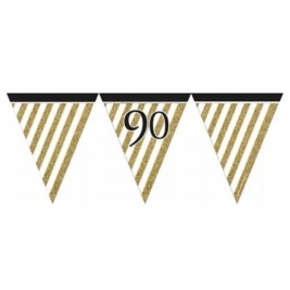 Black and Gold Age 90 Paper Flag Bunting
