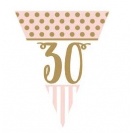 Pink Chic Age 30 Metallic Flag Bunting