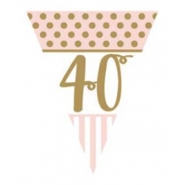 Pink Chic Age 40 Metallic Flag Bunting