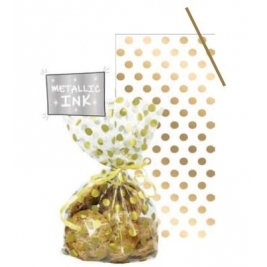 Gold Polka Dot Cello Bags with Twist Ties