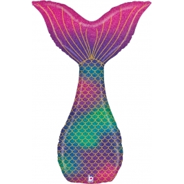 Mermaid Glitter Tail Holographic Shape 46 Inch Foil Balloon