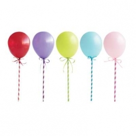 Mini Balloon Stick Cake Toppers 5ct - Assorted