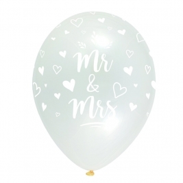 Mr & Mrs Latex Balloons Crystal Clear All Round Print