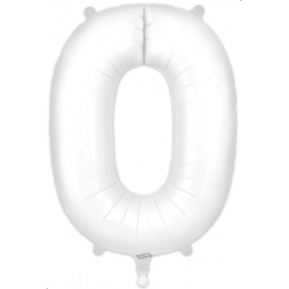 Number 0 Matte White Foil Balloon 34 Inch