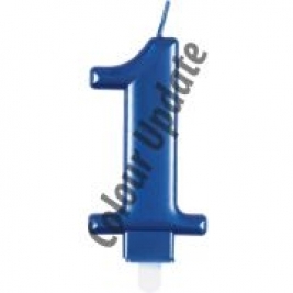 Number 1 Blue Birthday Metallic Candle