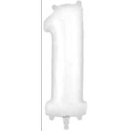 Number 1 Matte White Foil Balloon 34 Inch