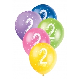 Number 2 12 Inch Latex Balloons 5ct