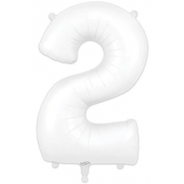 Number 2 Matte White Foil Balloon 34 Inch