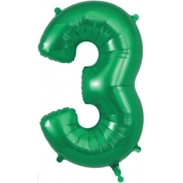 Number 3 Green Foil Balloon 34 Inch