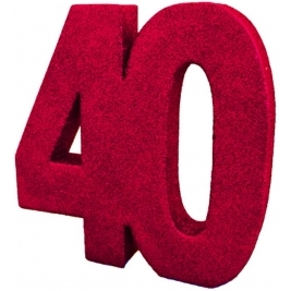 Number 40 Ruby Glitter Table Decoration