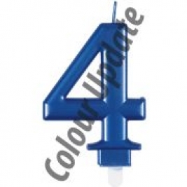 Number 4 Blue Birthday Metallic Candle