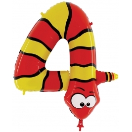 Number 4 Snake Zooloon 40 Inch Foil Balloon