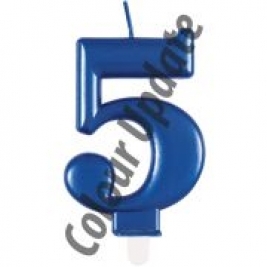 Number 5 Blue Birthday Metallic Candle