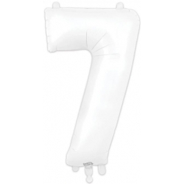 Number 7 Matte White Foil Balloon 34 Inch