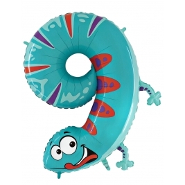 Number 9 Gecko Zooloon 40 Inch Foil Balloon