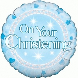 On your Christening Boy Holographic Foil Balloon 18"