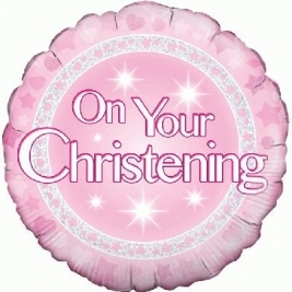 On your Christening Girl Holographic Foil Balloon 18"