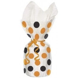 Orange & Black Polka Dots Cello Party Bags with Twist Ties - Pack of 20