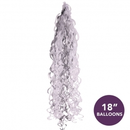 Metallic Silver / White Balloon Tassels for 18 Inch Balloons