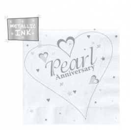 Pearl Anniversary Metallic Lunch Napkins 3 Ply