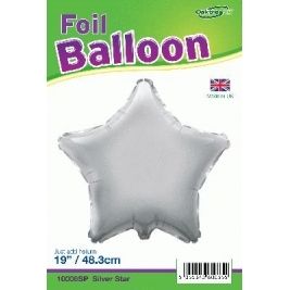 Packaged Silver Star 19 Inch Foil Balloon 